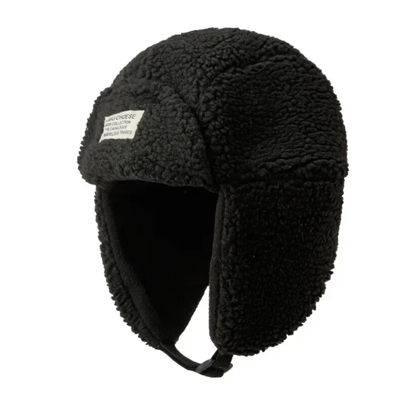 2023. gada jaunas ziemas krievu cepures sievietēm vīriešiem, jēra vilnas pupiņas, bumbvedēja cepure ar ausu atlokiem, bieza āra ziemas cepure unisex