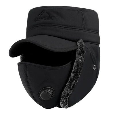 Μόδα Νέα Καπέλα χειμερινού βομβαρδισμού Ανδρική μάσκα βορειοανατολικής μάσκας Ushanka Lei Feng Καπέλο εξωτερικού χώρου αντιανεμικό Keep ζεστό Χοντρές ωτοασπίδες Flat-top Cap