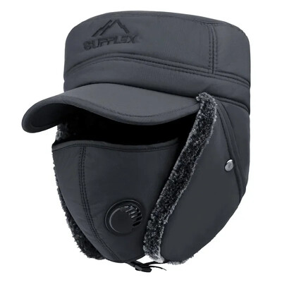 Μόδα Νέα Καπέλα χειμερινού βομβαρδισμού Ανδρική μάσκα βορειοανατολικής μάσκας Ushanka Lei Feng Καπέλο εξωτερικού χώρου αντιανεμικό Keep ζεστό Χοντρές ωτοασπίδες Flat-top Cap