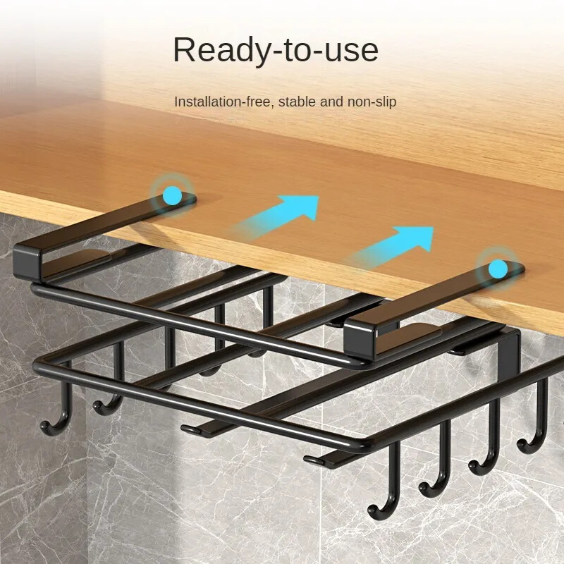 Virtuvės pakabinamas organizatoriaus stovas su kabliukais po spintele Popieriniai rankšluosčių skudurai Kabykla pjaustymo lenta Puodo dangčio laikiklio laikiklio laikymo lentyna