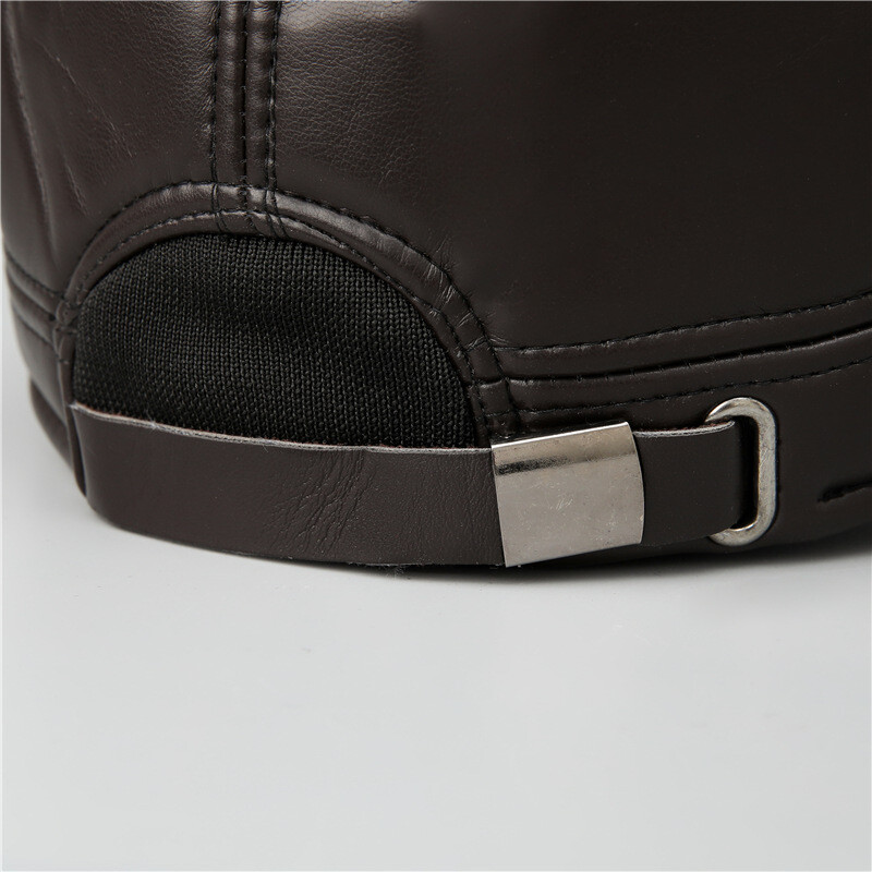 Žieminė vyrų šalta ir šilta beisbolo kepurė paminkštinta stora senelio odinė kepurė Kasdieninė ausų apsauga Anties liežuvio kepurė Oda plokščia kepurė