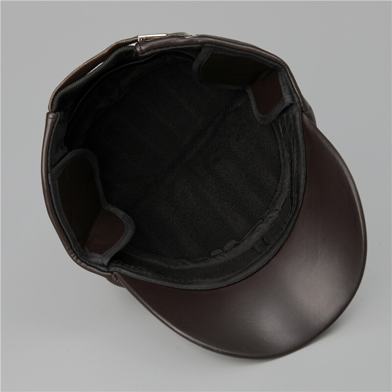 Žieminė vyrų šalta ir šilta beisbolo kepurė paminkštinta stora senelio odinė kepurė Kasdieninė ausų apsauga Anties liežuvio kepurė Oda plokščia kepurė