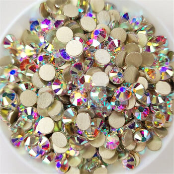 Κορυφαία Glitter Crystal AB Gold Base Rhinestones SS3-SS40 Non Hot Fix FlatBack Strass Ράψιμο & Υφασμάτινα Ενδύματα Διακοσμητικά νυχιών