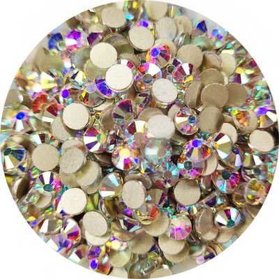 Top Glitter Crystal AB Zelta bāzes Rhinestones SS3-SS40 Non Hot Fix FlatBack Strass Šūšana un auduma apģērba nagu mākslas rotājumi