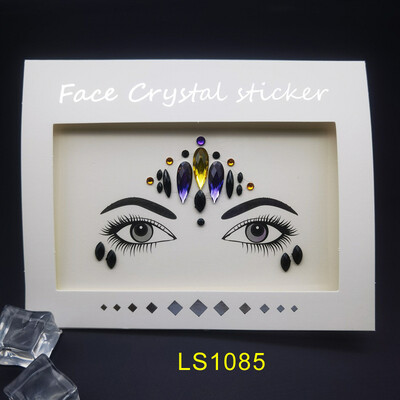 Αυτοκόλλητο με αδιάβροχο αποκριάτικο πάρτι Μαύρο χρώμα Προσωρινά κοσμήματα προσώπου Rhinestone Face Gems
