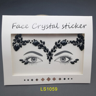 Αυτοκόλλητο με αδιάβροχο αποκριάτικο πάρτι Μαύρο χρώμα Προσωρινά κοσμήματα προσώπου Rhinestone Face Gems