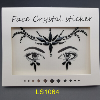 Αυτοκόλλητο με αδιάβροχο αποκριάτικο πάρτι Μαύρο χρώμα Προσωρινά κοσμήματα προσώπου Rhinestone Face Gems