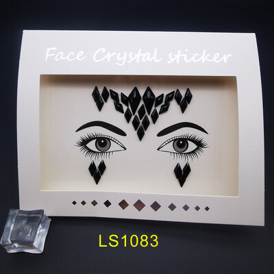 Αυτοκόλλητο με αδιάβροχο αποκριάτικο πάρτι Μαύρο χρώμα Προσωρινά κοσμήματα προσώπου Rhinestone Face Gems