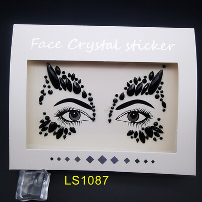 Αυτοκόλλητο με αδιάβροχο αποκριάτικο πάρτι Μαύρο χρώμα Προσωρινά κοσμήματα προσώπου Rhinestone Face Gems
