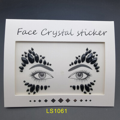 Αυτοκόλλητο με αδιάβροχο αποκριάτικο πάρτι Μαύρο χρώμα Προσωρινά κοσμήματα προσώπου Rhinestone Face Gems