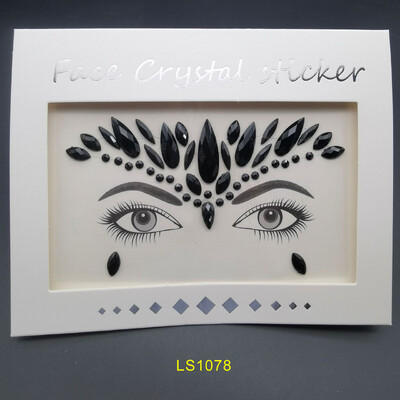 Αυτοκόλλητο με αδιάβροχο αποκριάτικο πάρτι Μαύρο χρώμα Προσωρινά κοσμήματα προσώπου Rhinestone Face Gems