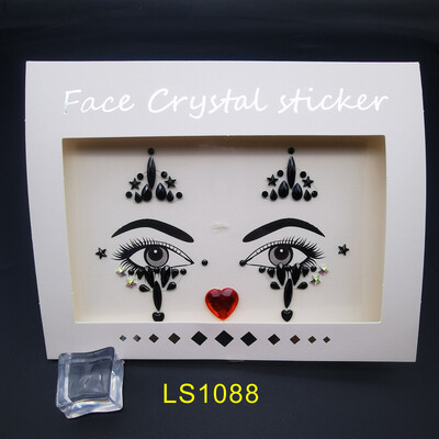 Αυτοκόλλητο με αδιάβροχο αποκριάτικο πάρτι Μαύρο χρώμα Προσωρινά κοσμήματα προσώπου Rhinestone Face Gems