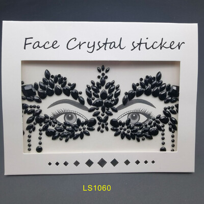 Αυτοκόλλητο με αδιάβροχο αποκριάτικο πάρτι Μαύρο χρώμα Προσωρινά κοσμήματα προσώπου Rhinestone Face Gems