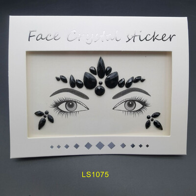 Αυτοκόλλητο με αδιάβροχο αποκριάτικο πάρτι Μαύρο χρώμα Προσωρινά κοσμήματα προσώπου Rhinestone Face Gems