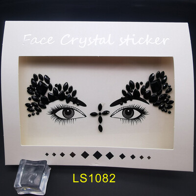 Αυτοκόλλητο με αδιάβροχο αποκριάτικο πάρτι Μαύρο χρώμα Προσωρινά κοσμήματα προσώπου Rhinestone Face Gems