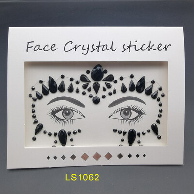 Αυτοκόλλητο με αδιάβροχο αποκριάτικο πάρτι Μαύρο χρώμα Προσωρινά κοσμήματα προσώπου Rhinestone Face Gems