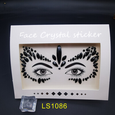 Αυτοκόλλητο με αδιάβροχο αποκριάτικο πάρτι Μαύρο χρώμα Προσωρινά κοσμήματα προσώπου Rhinestone Face Gems