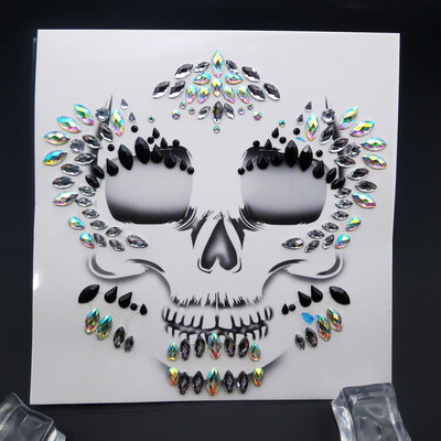 Αυτοκόλλητο με αδιάβροχο αποκριάτικο πάρτι Μαύρο χρώμα Προσωρινά κοσμήματα προσώπου Rhinestone Face Gems