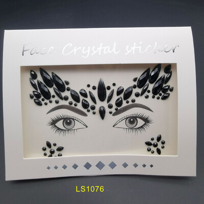 Αυτοκόλλητο με αδιάβροχο αποκριάτικο πάρτι Μαύρο χρώμα Προσωρινά κοσμήματα προσώπου Rhinestone Face Gems