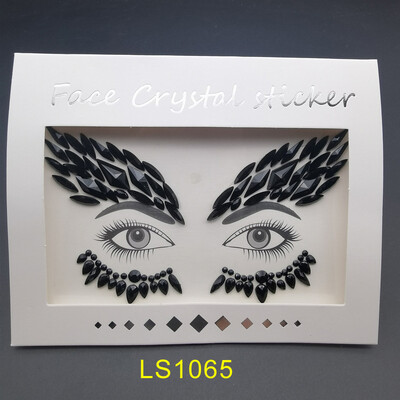 Αυτοκόλλητο με αδιάβροχο αποκριάτικο πάρτι Μαύρο χρώμα Προσωρινά κοσμήματα προσώπου Rhinestone Face Gems