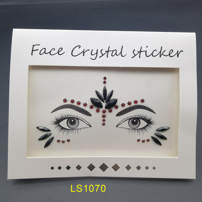 Αυτοκόλλητο με αδιάβροχο αποκριάτικο πάρτι Μαύρο χρώμα Προσωρινά κοσμήματα προσώπου Rhinestone Face Gems