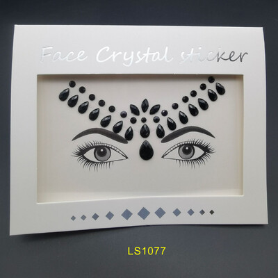 Αυτοκόλλητο με αδιάβροχο αποκριάτικο πάρτι Μαύρο χρώμα Προσωρινά κοσμήματα προσώπου Rhinestone Face Gems