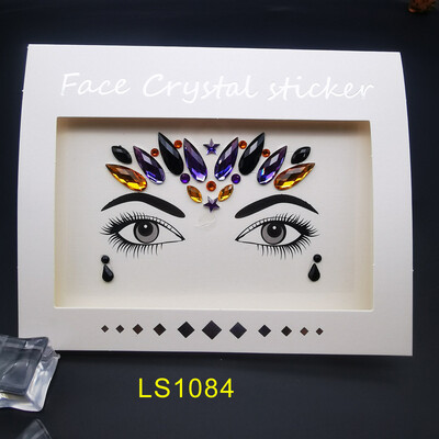 Αυτοκόλλητο με αδιάβροχο αποκριάτικο πάρτι Μαύρο χρώμα Προσωρινά κοσμήματα προσώπου Rhinestone Face Gems