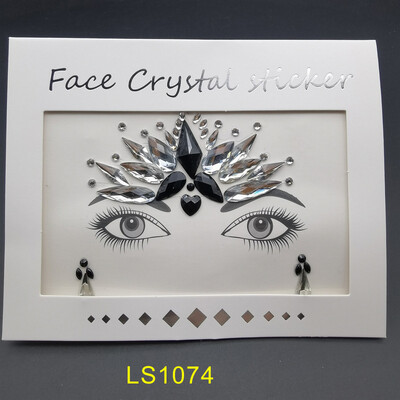 Αυτοκόλλητο με αδιάβροχο αποκριάτικο πάρτι Μαύρο χρώμα Προσωρινά κοσμήματα προσώπου Rhinestone Face Gems