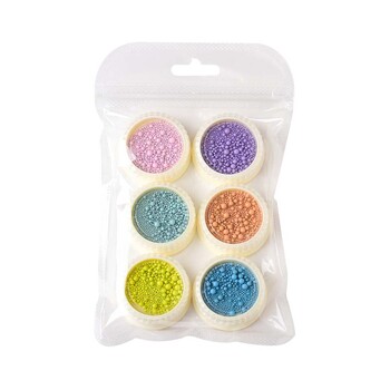 6 Χρώματα/σετ Νυχιών Micro Balls Macaron Nail Art Χάντρες χαβιαριού Macaron Color Beads Προμήθειες για νύχια Macaron Nails Ατσάλινα χάντρες