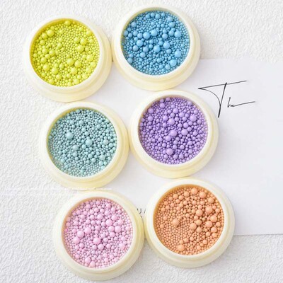 6 culori/set unghii Micro bile Macaron Nail Art Mărgele caviar Mărgele de culoare Macaron Material pentru unghii Unghii Macaron Mărgele de oțel