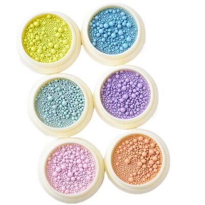 6 Χρώματα/σετ Νυχιών Micro Balls Macaron Nail Art Χάντρες χαβιαριού Macaron Color Beads Προμήθειες για νύχια Macaron Nails Ατσάλινα χάντρες