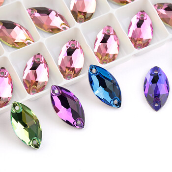 Navette Colorful Crystal Glass Rhinestone Stone Rawing Stone Crystal Flatback Strass Rhinestones Για Κεντήματα Διακοσμήσεις Ρούχων