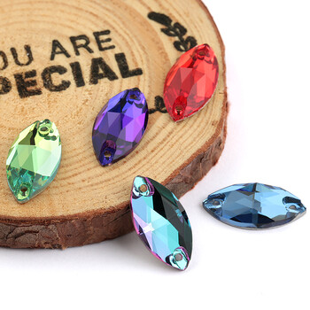 Navette Colorful Crystal Glass Rhinestone Stone Rawing Stone Crystal Flatback Strass Rhinestones Για Κεντήματα Διακοσμήσεις Ρούχων