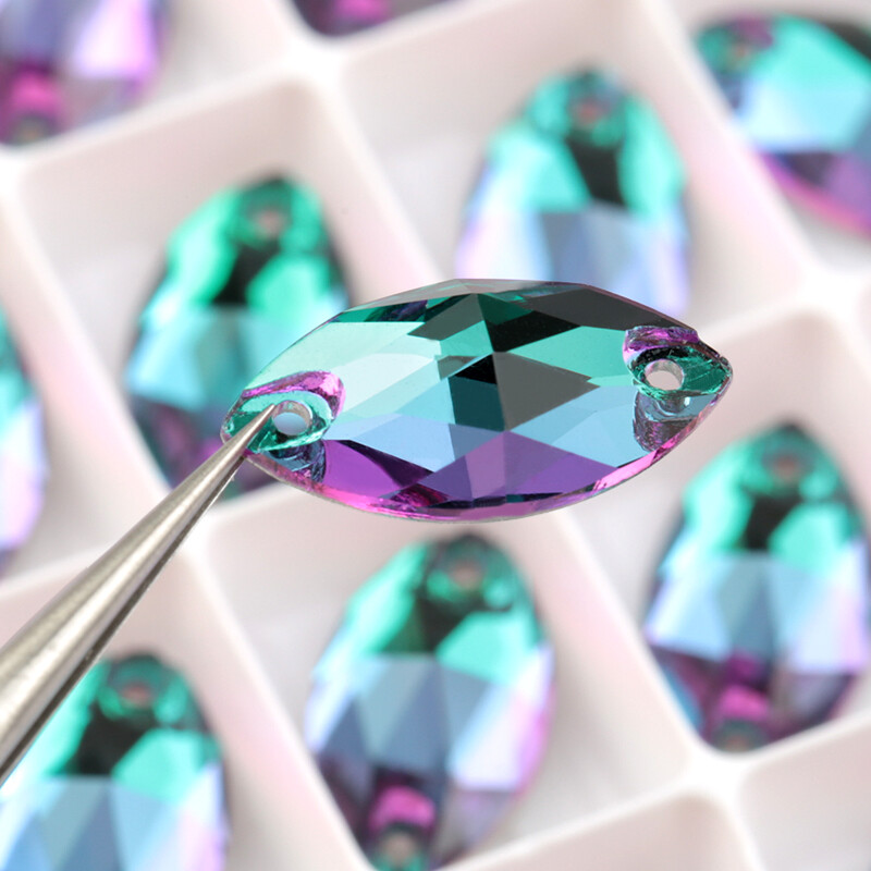 Navette šareni kristalni stakleni kamenčići za šivanje, kristalni plosnati strass kamenčići za ručne ukrase na odjeći