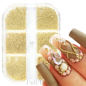 1 KUTIJA Zlatna metalna perla od nehrđajućeg čelika mješovite veličine Nail Art dekoracija 3D Mini mala kuglica od kavijara Sliver šarm Pearl Manikura TRYW19