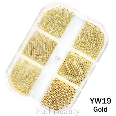 1 KUTIJA Zlatna metalna perla od nehrđajućeg čelika mješovite veličine Nail Art dekoracija 3D Mini mala kuglica od kavijara Sliver šarm Pearl Manikura TRYW19