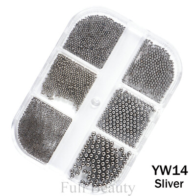 1 KUTIJA Zlatna metalna perla od nehrđajućeg čelika mješovite veličine Nail Art dekoracija 3D Mini mala kuglica od kavijara Sliver šarm Pearl Manikura TRYW19