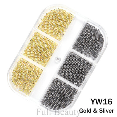 1 KUTIJA Zlatna metalna perla od nehrđajućeg čelika mješovite veličine Nail Art dekoracija 3D Mini mala kuglica od kavijara Sliver šarm Pearl Manikura TRYW19