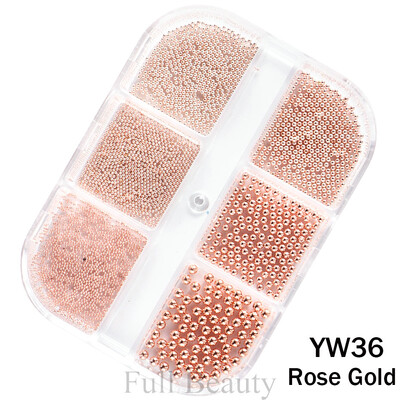 1 KUTIJA Zlatna metalna perla od nehrđajućeg čelika mješovite veličine Nail Art dekoracija 3D Mini mala kuglica od kavijara Sliver šarm Pearl Manikura TRYW19