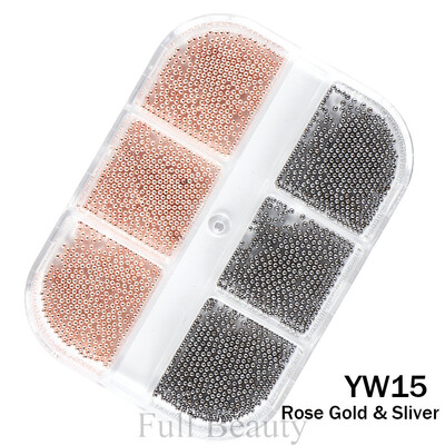 1 KUTIJA Zlatna metalna perla od nehrđajućeg čelika mješovite veličine Nail Art dekoracija 3D Mini mala kuglica od kavijara Sliver šarm Pearl Manikura TRYW19