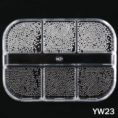 1 KUTIJA Zlatna metalna perla od nehrđajućeg čelika mješovite veličine Nail Art dekoracija 3D Mini mala kuglica od kavijara Sliver šarm Pearl Manikura TRYW19