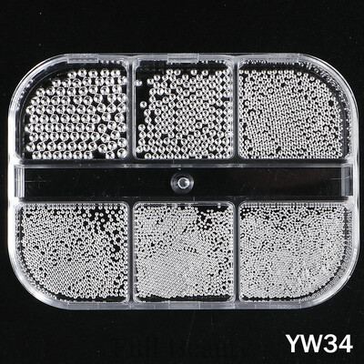 1 KUTIJA Zlatna metalna perla od nehrđajućeg čelika mješovite veličine Nail Art dekoracija 3D Mini mala kuglica od kavijara Sliver šarm Pearl Manikura TRYW19