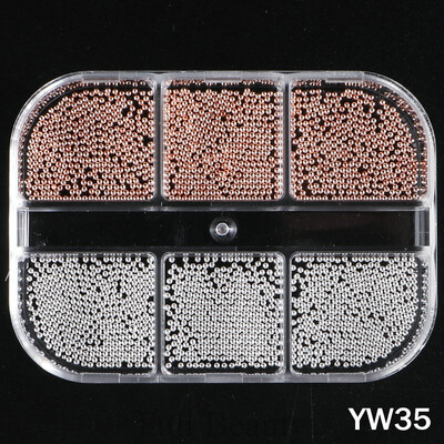 1 KUTIJA Zlatna metalna perla od nehrđajućeg čelika mješovite veličine Nail Art dekoracija 3D Mini mala kuglica od kavijara Sliver šarm Pearl Manikura TRYW19