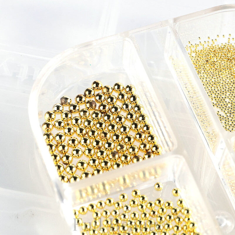 1 KUTIJA Zlatna metalna perla od nehrđajućeg čelika mješovite veličine Nail Art dekoracija 3D Mini mala kuglica od kavijara Sliver šarm Pearl Manikura TRYW19