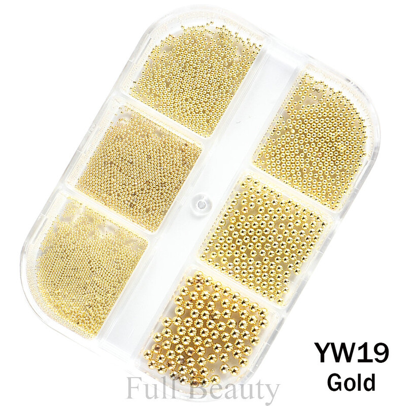 1 KUTIJA Zlatna metalna perla od nehrđajućeg čelika mješovite veličine Nail Art dekoracija 3D Mini mala kuglica od kavijara Sliver šarm Pearl Manikura TRYW19