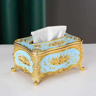 Χαρτοπετσέτα ευρωπαϊκού στυλ Σαλόνι Επιτραπέζια χαρτομάντιλα Ρετρό πολυτελής θήκη χαρτοπετσέτας με ροζ σχέδιο Διακόσμηση σπιτιού