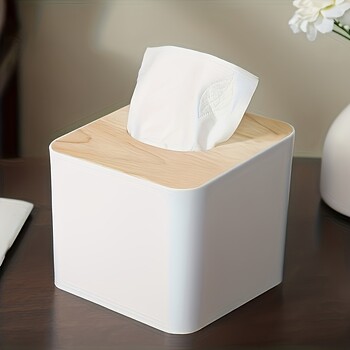 1pc/2pcs-Σκανδιναβικό Style Plastic Tissue Box με ξύλινο κάλυμμα - Χάρτινο κουτί για εστιατόρια και δωμάτια - Αποθήκευση χαρτομάντηλου