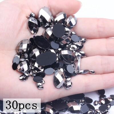 Akrilni kamenčići Ovalne zemljane strane 10x14 mm 30/200 kom Mnogo AB boja Ravno ljepilo na perlama DIY Ukrasi za izradu nakita