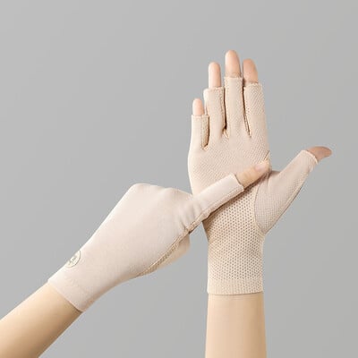 Moteriškas medvilninis plonas jutiklinis ekranas Važiavimas lauke Vasara Ruduo be pirštų puspirščių apsauga nuo UV spindulių apsauginės pirštinės