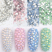 5 grama mješovite veličine ss3-ss30 plavo/zeleno/ružičasto/bijeli opal 3D Crystal Nails Art vještački dijamant, ravni stakleni ukras za nokte
